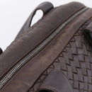 BOTTEGA VENETA INTRECCIATO Hand Bag Leather Dark Brown Silver Auth 204404-7