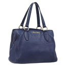 Miu Miu Hand Bag Vittero Dino Leather Blue Gold Auth 204405-1