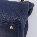 Miu Miu Hand Bag Vittero Dino Leather Blue Gold Auth 204405-8