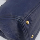 Miu Miu Hand Bag Vittero Dino Leather Blue Gold Auth 204405-15