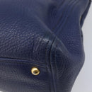 Miu Miu Hand Bag Vittero Dino Leather Blue Gold Auth 204405-16