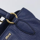 Miu Miu Hand Bag Vittero Dino Leather Blue Gold Auth 204405-18