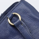 Miu Miu Hand Bag Vittero Dino Leather Blue Gold Auth 204405-9