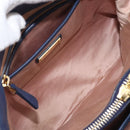 Miu Miu Hand Bag Vittero Dino Leather Blue Gold Auth 204405-11