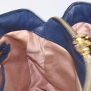 Miu Miu Hand Bag Vittero Dino Leather Blue Gold Auth 204405-20