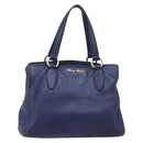 Miu Miu Hand Bag Vittero Dino Leather Blue Gold Auth 204405-13