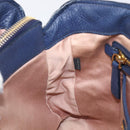 Miu Miu Hand Bag Vittero Dino Leather Blue Gold Auth 204405-21