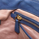 Miu Miu Hand Bag Vittero Dino Leather Blue Gold Auth 204405-22