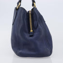 Miu Miu Hand Bag Vittero Dino Leather Blue Gold Auth 204405-4