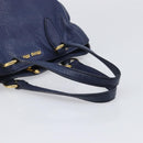 Miu Miu Hand Bag Vittero Dino Leather Blue Gold Auth 204405-7