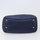 Miu Miu Hand Bag Vittero Dino Leather Blue Gold Auth 204405-5