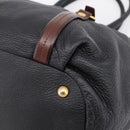 PRADA Tote Bag Vittero Dino Leather Black Gold Auth 204406-14