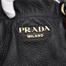 PRADA Tote Bag Vittero Dino Leather Black Gold Auth 204406-18