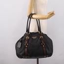 PRADA Tote Bag Vittero Dino Leather Black Gold Auth 204406-26
