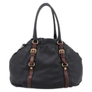 PRADA Tote Bag Vittero Dino Leather Black Gold Auth 204406-2
