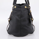 PRADA Tote Bag Vittero Dino Leather Black Gold Auth 204406-3