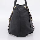 PRADA Tote Bag Vittero Dino Leather Black Gold Auth 204406-4