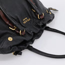 PRADA Tote Bag Vittero Dino Leather Black Gold Auth 204406-6