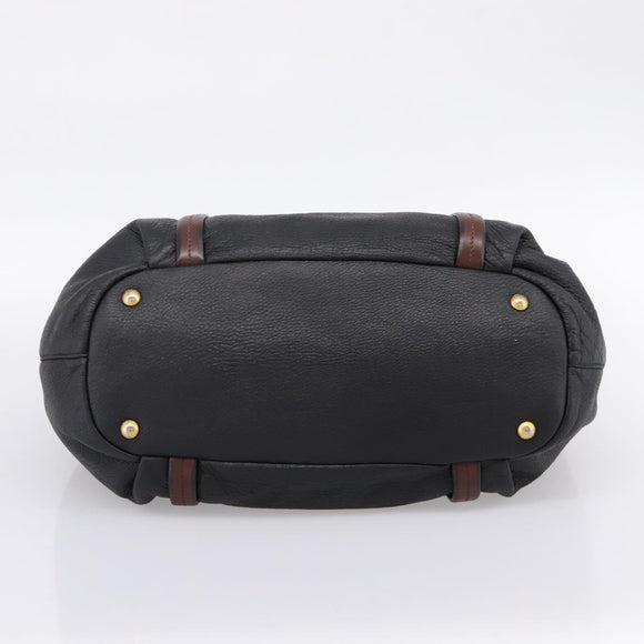 PRADA Tote Bag Vittero Dino Leather Black Gold Auth 204406