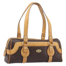 CELINE Macadam Canvas Tote Bag PVC Leather Brown Gold Auth 204407A-1