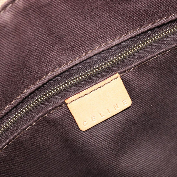 CELINE Macadam Canvas Tote Bag PVC Leather Brown Gold Auth 204407A