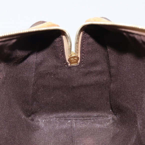 CELINE Macadam Canvas Tote Bag PVC Leather Brown Gold Auth 204407A