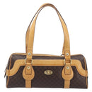 CELINE Macadam Canvas Tote Bag PVC Leather Brown Gold Auth 204407A-13