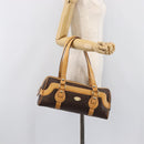 CELINE Macadam Canvas Tote Bag PVC Leather Brown Gold Auth 204407A-26