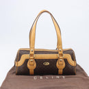 CELINE Macadam Canvas Tote Bag PVC Leather Brown Gold Auth 204407A-12