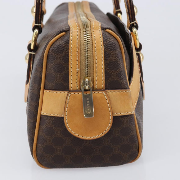 CELINE Macadam Canvas Tote Bag PVC Leather Brown Gold Auth 204407A