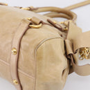 Miu Miu Hand Bag Vitellolux 2way Beige Gold Auth 204412V-19