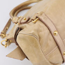 Miu Miu Hand Bag Vitellolux 2way Beige Gold Auth 204412V-20