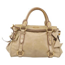 Miu Miu Hand Bag Vitellolux 2way Beige Gold Auth 204412V-13