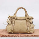 Miu Miu Hand Bag Vitellolux 2way Beige Gold Auth 204412V-12