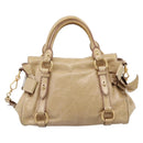 Miu Miu Hand Bag Vitellolux 2way Beige Gold Auth 204412V-2