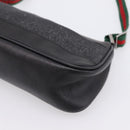 GUCCI Web Sherry Line Accessory Pouch Canvas Black Silver 92820 Auth 204414-10