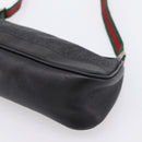 GUCCI Web Sherry Line Accessory Pouch Canvas Black Silver 92820 Auth 204414-12