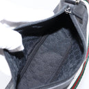GUCCI Web Sherry Line Accessory Pouch Canvas Black Silver 92820 Auth 204414-17