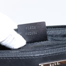 GUCCI Web Sherry Line Accessory Pouch Canvas Black Silver 92820 Auth 204414-20
