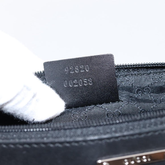 GUCCI Web Sherry Line Accessory Pouch Canvas Black Silver 92820 Auth 204414