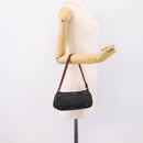 GUCCI Web Sherry Line Accessory Pouch Canvas Black Silver 92820 Auth 204414-21