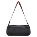 GUCCI Web Sherry Line Accessory Pouch Canvas Black Silver 92820 Auth 204414-3