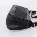 GUCCI Web Sherry Line Accessory Pouch Canvas Black Silver 92820 Auth 204414-5