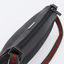 GUCCI Web Sherry Line Accessory Pouch Canvas Black Silver 92820 Auth 204414-6