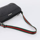 GUCCI Web Sherry Line Accessory Pouch Canvas Black Silver 92820 Auth 204414-7