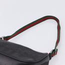 GUCCI Web Sherry Line Accessory Pouch Canvas Black Silver 92820 Auth 204414-8
