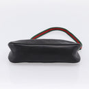GUCCI Web Sherry Line Accessory Pouch Canvas Black Silver 92820 Auth 204414-9