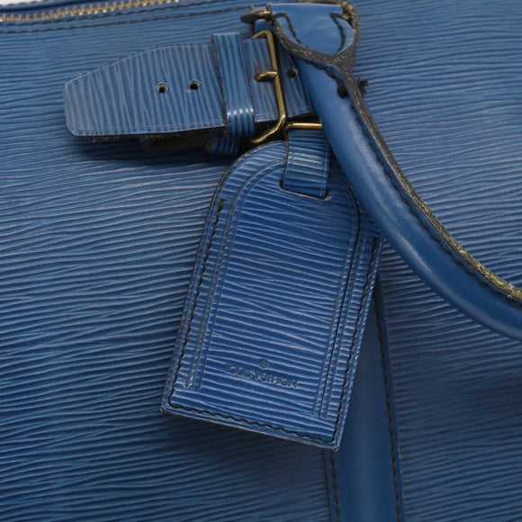 LOUIS VUITTON Epi Keepall 50 Boston Bag Blue M42965 LV Auth 204418