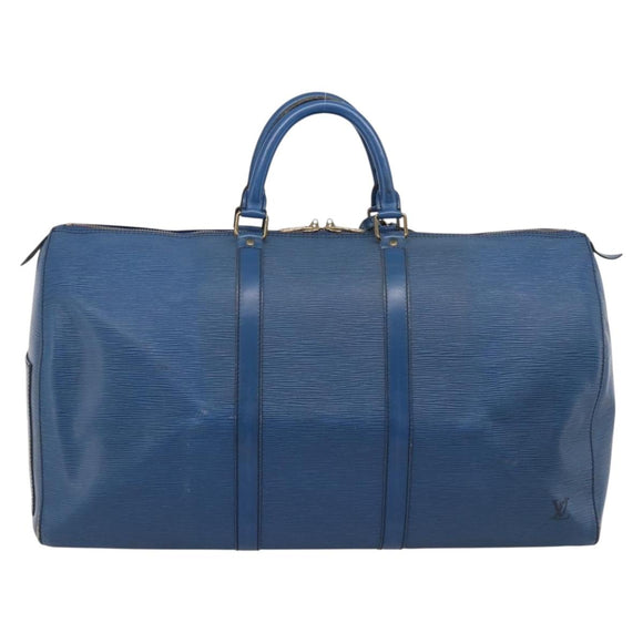 LOUIS VUITTON Epi Keepall 50 Boston Bag Blue M42965 LV Auth 204418