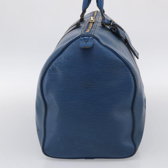 LOUIS VUITTON Epi Keepall 50 Boston Bag Blue M42965 LV Auth 204418